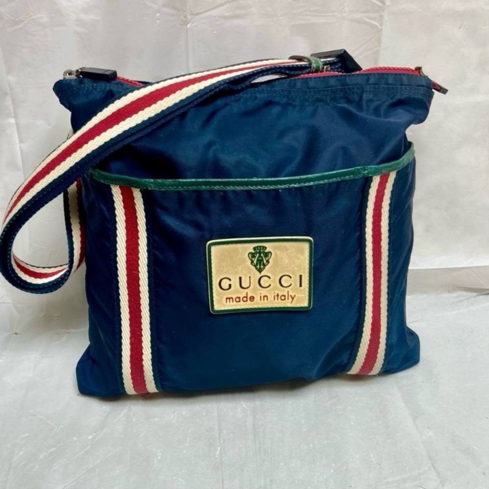 Vintage, Rare, Gucci, Nylon, Red, White and Blue Shoulder-Crossbody Bag